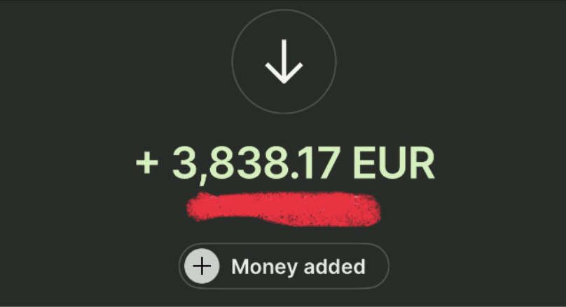 Payment confirmed, +3,838.17 EUR