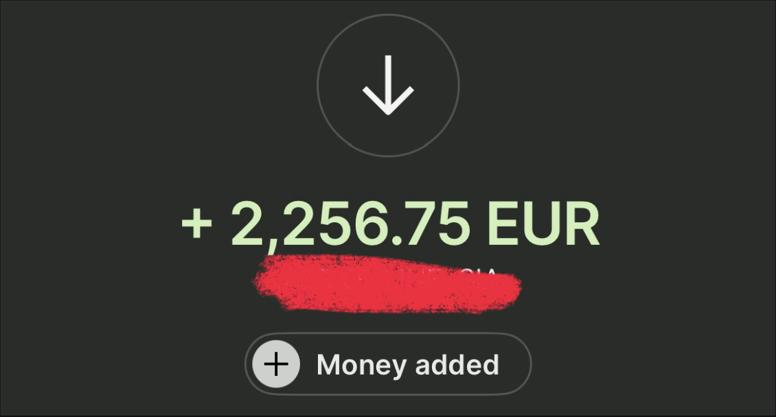 Payment confirmed, +2,256.75 EUR